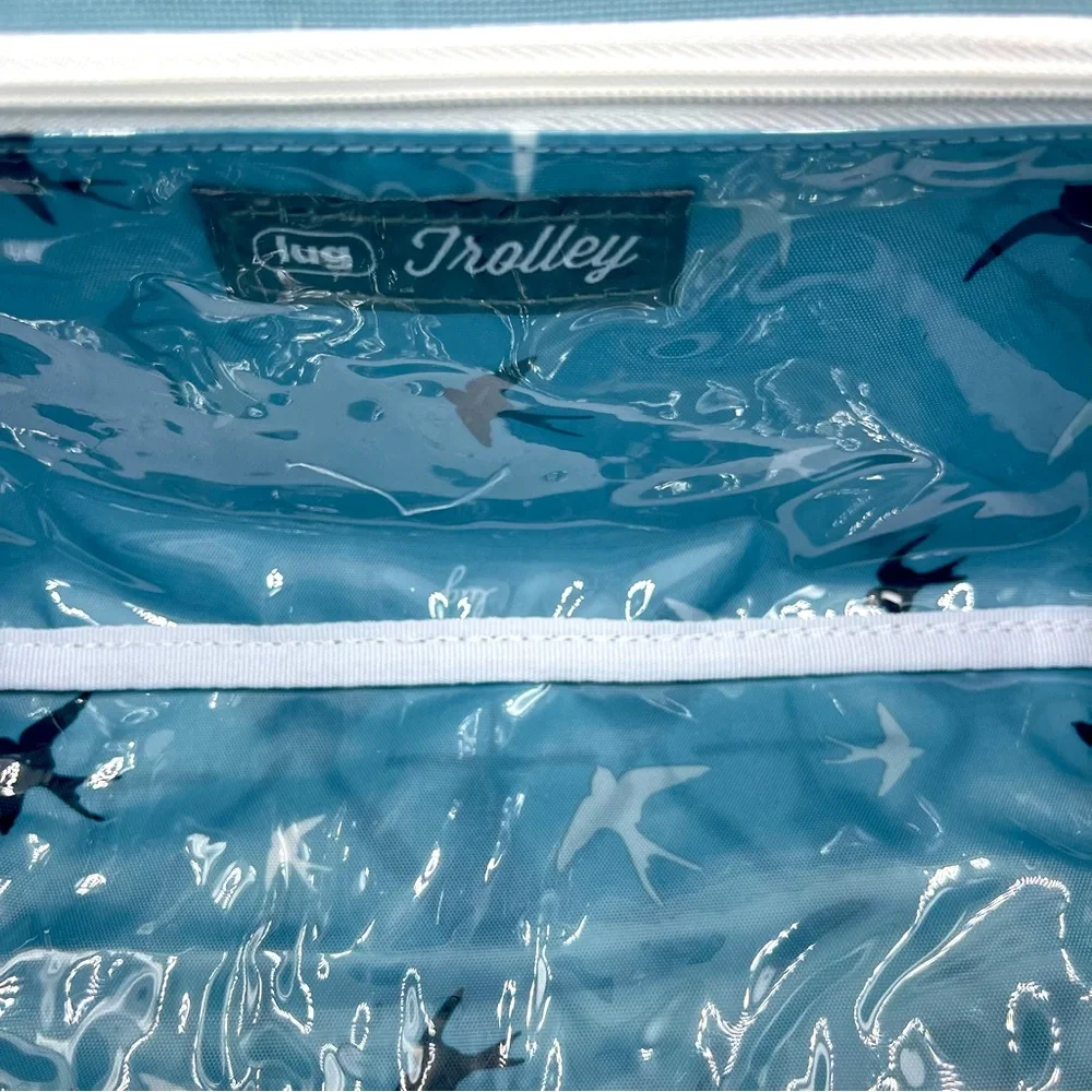 lug White and Teal Patterned Cosmetic Case